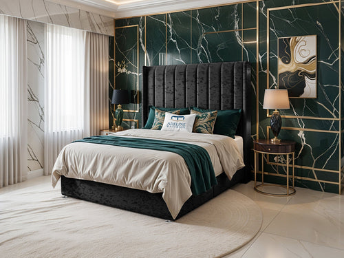 Luxberg Vertical Channel Divan Bed Set with Storage Drawers, Floor Standing Headboard & Footboard