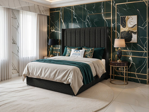 Luxberg Vertical Channel Divan Bed Set with Storage Drawers, Floor Standing Headboard & Footboard