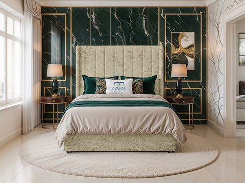 Luxberg Vertical Channel Divan Bed Set with Storage Drawers, Floor Standing Headboard & Footboard