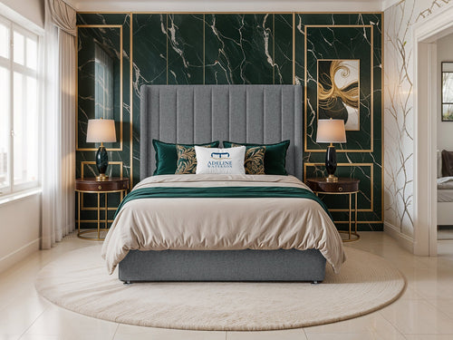 Luxberg Vertical Channel Divan Bed Set with Storage Drawers, Floor Standing Headboard & Footboard