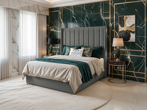 Luxberg Vertical Channel Divan Bed Set with Storage Drawers, Floor Standing Headboard & Footboard