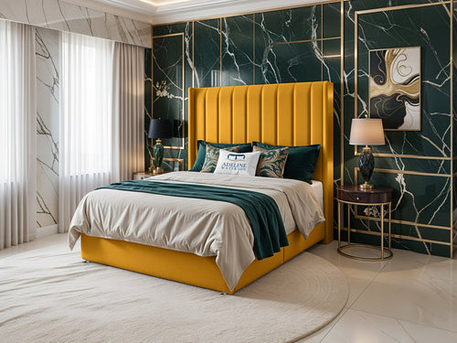 Luxberg Vertical Channel Divan Bed Set with Storage Drawers, Floor Standing Headboard & Footboard