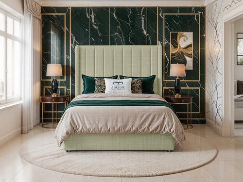Luxberg Vertical Channel Divan Bed Set with Storage Drawers, Floor Standing Headboard & Footboard