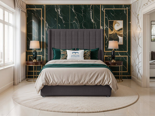 Luxberg Vertical Channel Divan Bed Set with Storage Drawers, Floor Standing Headboard & Footboard