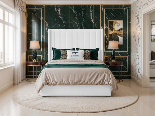 Luxberg Vertical Channel Divan Bed Set with Storage Drawers, Floor Standing Headboard & Footboard