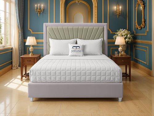 Madison Sunburst Channel Multi Colour Fabric Bed Set with Floor Standing Headboard, Footboard & Storage Upgrade Option