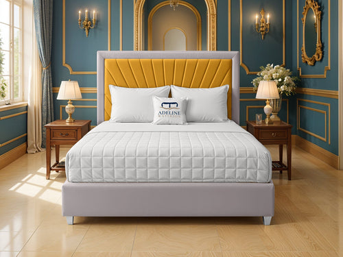 Madison Sunburst Channel Multi Colour Fabric Bed Set with Floor Standing Headboard, Footboard & Storage Upgrade Option