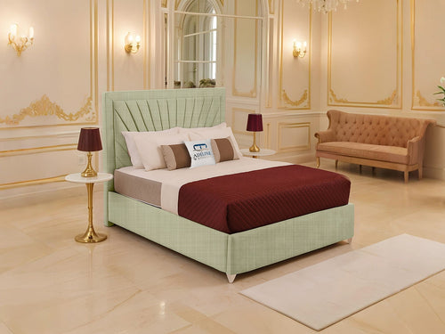 Madison Sunburst Channel Wingback Upholstered Bed Set with Floor Standing Headboard, Footboard & Storage Upgrade Option
