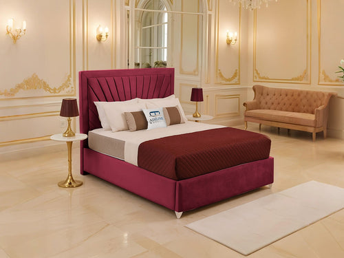 Madison Sunburst Channel Wingback Upholstered Bed Set with Floor Standing Headboard, Footboard & Storage Upgrade Option