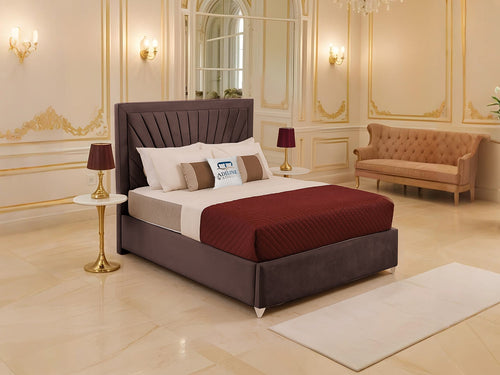 Madison Sunburst Channel Wingback Upholstered Bed Set with Floor Standing Headboard, Footboard & Storage Upgrade Option