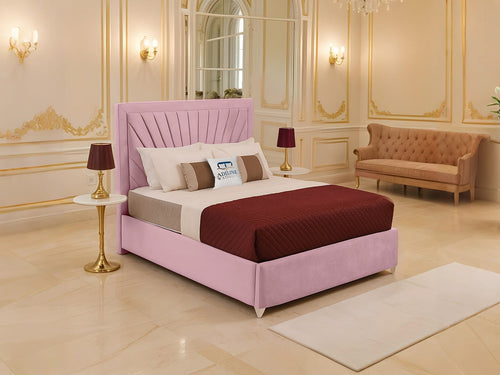 Madison Sunburst Channel Wingback Upholstered Bed Set with Floor Standing Headboard, Footboard & Storage Upgrade Option