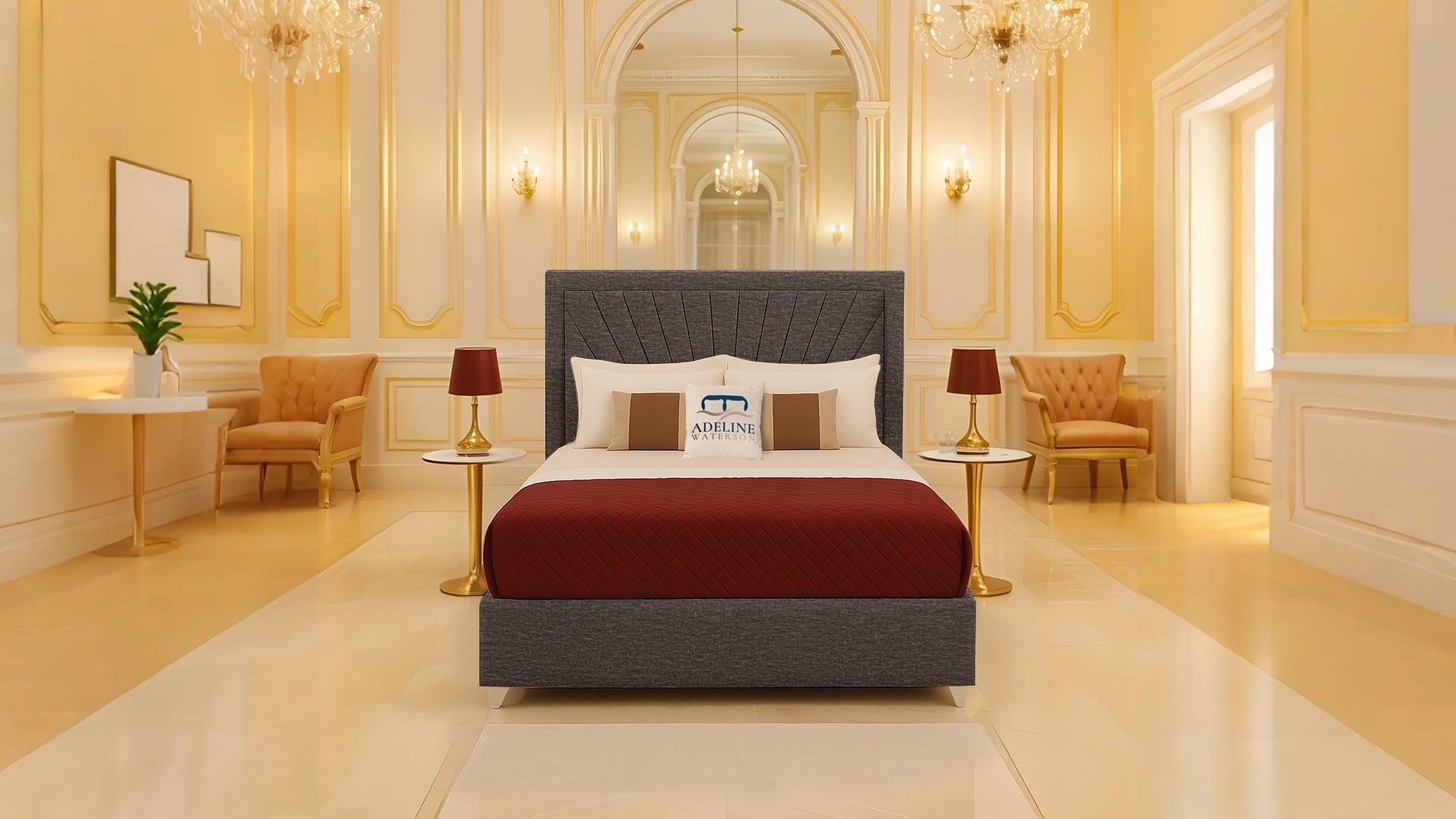 Madison Upholstered Bed - Silver Chenile - Adeline Waterson