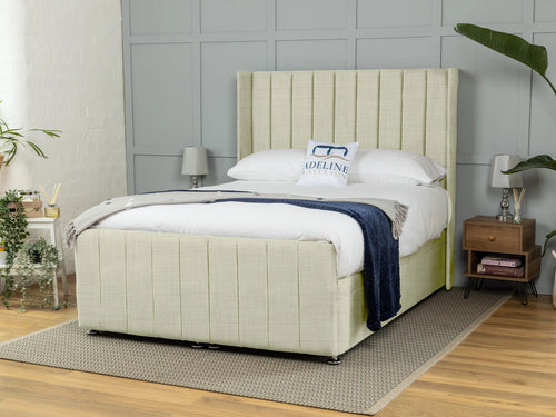 Mayfield Vertical Channel Ottoman End Lift Storage Bed Set with Floor Standing Headboard & Footboard