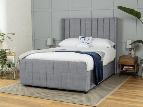 Mayfield Vertical Channel Ottoman End Lift Storage Bed Set with Floor Standing Headboard & Footboard