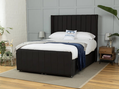 Mayfield Vertical Channel Ottoman End Lift Storage Bed Set with Floor Standing Headboard & Footboard