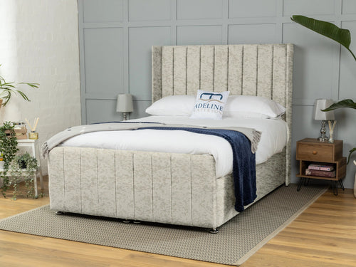 Mayfield Vertical Channel Ottoman End Lift Storage Bed Set with Floor Standing Headboard & Footboard