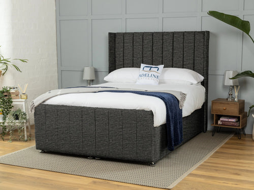 Mayfield Vertical Channel Ottoman End Lift Storage Bed Set with Floor Standing Headboard & Footboard