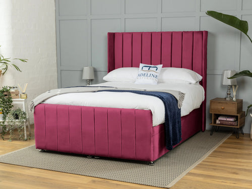 Mayfield Vertical Channel Ottoman End Lift Storage Bed Set with Floor Standing Headboard & Footboard