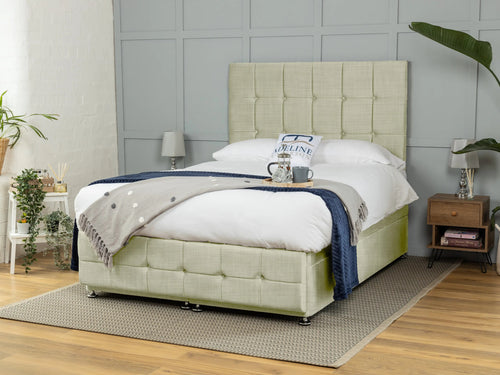 Middleton Cube Panel Ottoman End Lift Storage Bed Set with Floor Standing Headboard & Footboard