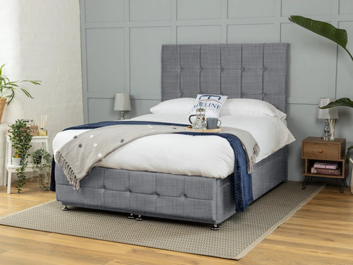 Middleton Cube Panel Ottoman End Lift Storage Bed Set with Floor Standing Headboard & Footboard