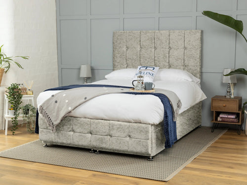 Middleton Cube Panel Ottoman End Lift Storage Bed Set with Floor Standing Headboard & Footboard