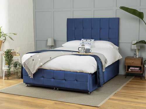 Middleton Cube Panel Ottoman End Lift Storage Bed Set with Floor Standing Headboard & Footboard