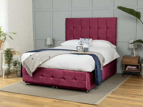 Middleton Cube Panel Ottoman End Lift Storage Bed Set with Floor Standing Headboard & Footboard