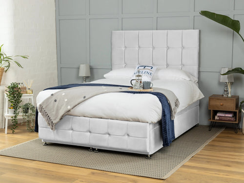 Middleton Cube Panel Ottoman End Lift Storage Bed Set with Floor Standing Headboard & Footboard