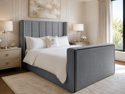 Noir Wing Edge Storage TV Bed Set with End Lift – 48" Floor Standing Headboard