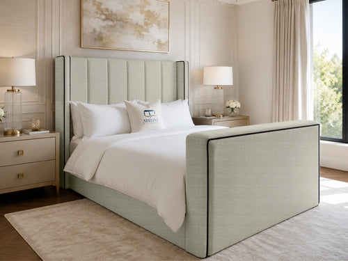 Noir Wing Edge Storage TV Bed Set with End Lift – 48" Floor Standing Headboard