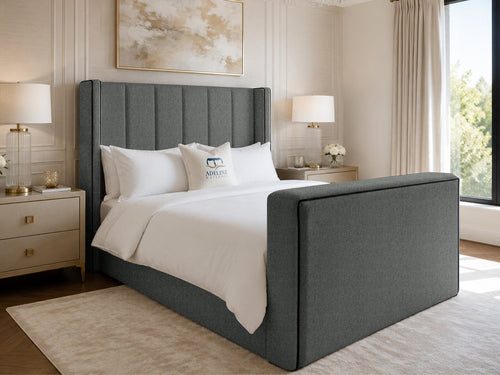 Noir Wing Edge Storage TV Bed Set with End Lift – 48" Floor Standing Headboard