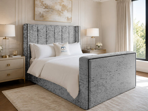 Noir Wing Edge Storage TV Bed Set with End Lift – 48" Floor Standing Headboard