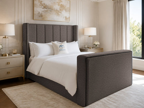 Noir Wing Edge Storage TV Bed Set with End Lift – 48" Floor Standing Headboard