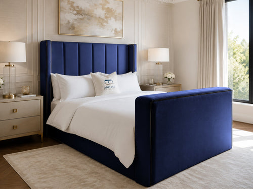Noir Wing Edge Storage TV Bed Set with End Lift – 48" Floor Standing Headboard