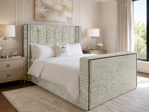 Noir Wing Edge Storage TV Bed Set with End Lift – 54" Floor Standing Headboard