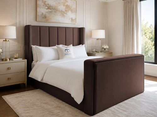 Noir Wing Edge Storage TV Bed Set with End Lift – 54" Floor Standing Headboard