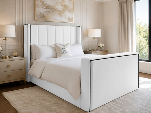 Noir Wing Edge Storage TV Bed Set with End Lift – 54" Floor Standing Headboard