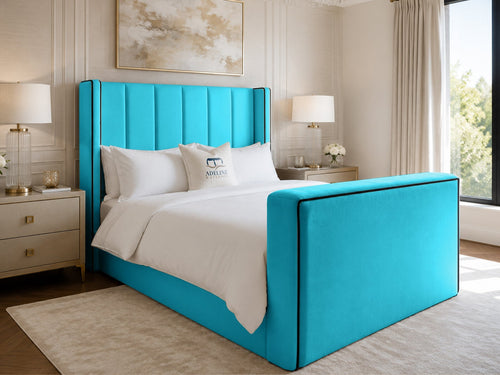 Noir Wing Edge Storage TV Bed Set with End Lift – 54" Floor Standing Headboard
