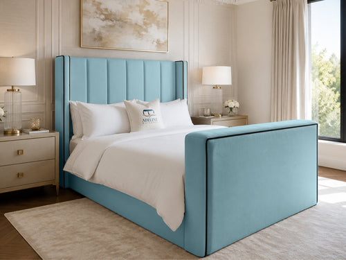 Noir Wing Edge Storage TV Bed Set with End Lift – 60" Floor Standing Headboard