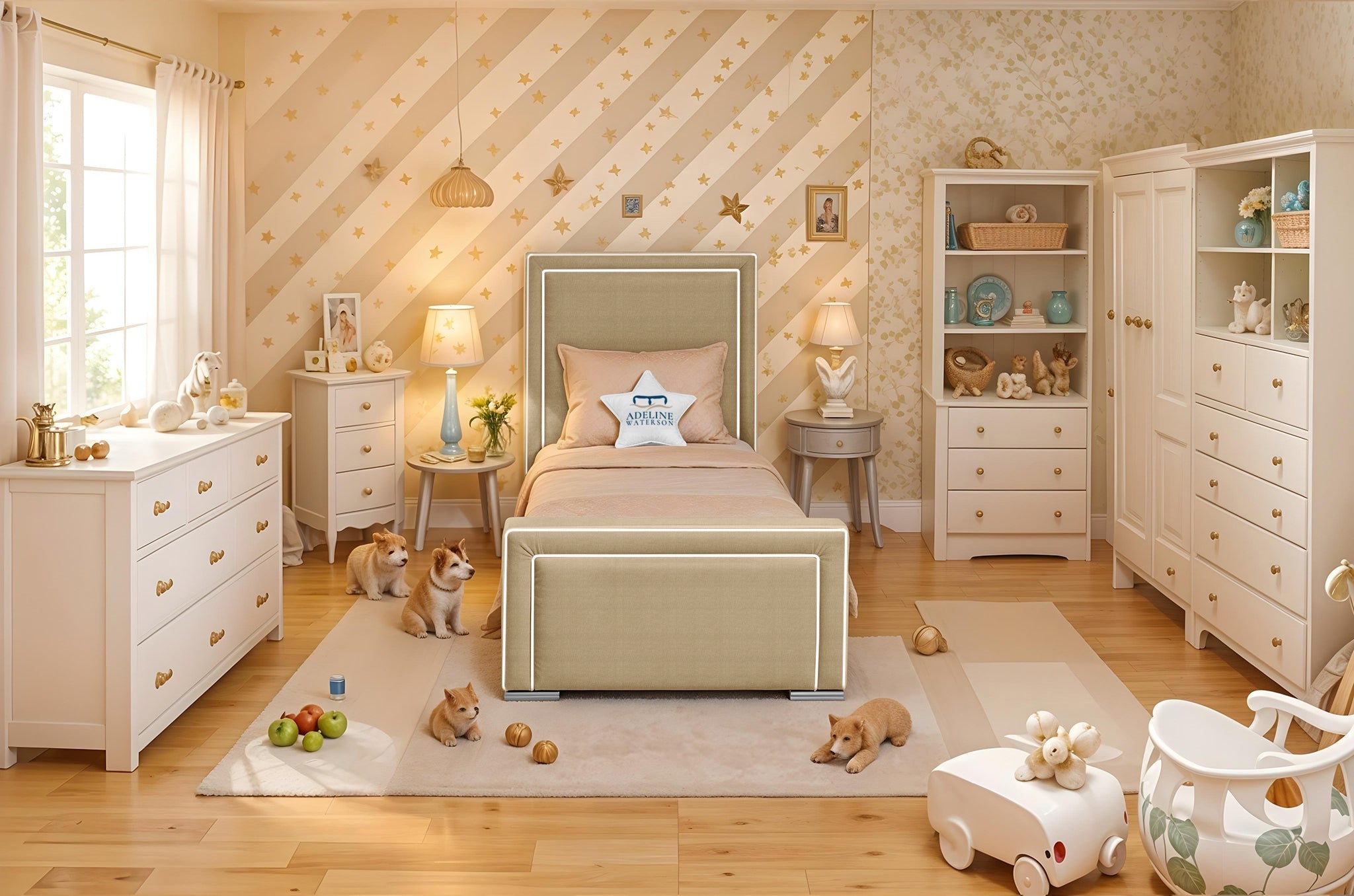 Oliver Upholstered Bed - Emerald Plush Velvet - Adeline Waterson