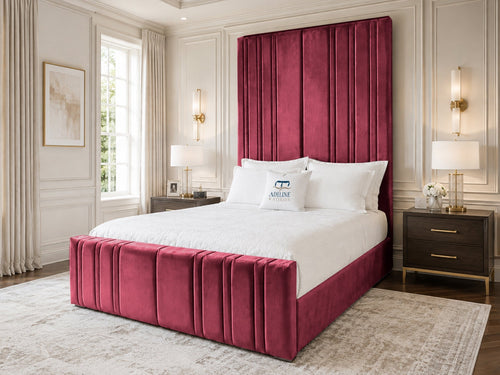Pinnacle Grand Upholstered Bed Set with Floor Standing Headboard, Footboard & Storage Upgrade Option