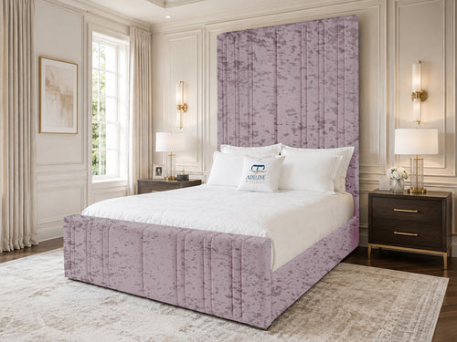 Pinnacle Grand Upholstered Bed Set with Floor Standing Headboard, Footboard & Storage Upgrade Option