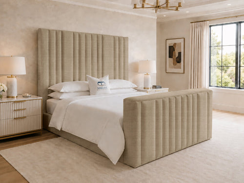 Prestige Column Grand Storage TV Bed Set with End Lift – 54" Floor Standing Headboard