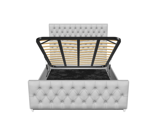 Arabella Button-Tufted Upholstered Bed Set with Floor Standing Headboard, Footboard & Storage Upgrade Option