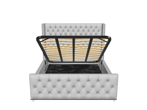 Duchess Button-Tufted Wingback Upholstered Bed Set with Floor Standing Headboard, Footboard & Storage Upgrade Option