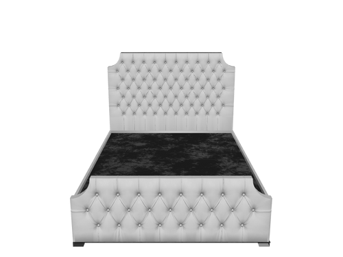 Elizabeth Button-Tufted Upholstered Sleigh Bed Set with Floor Standing Headboard, Footboard & Storage Upgrade Option