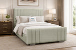Cream Naples - Raymond Vertical Channel Wingback Upholstered Bed Set with Floor Standing Headboard, Footboard & Storage Upgrade Option