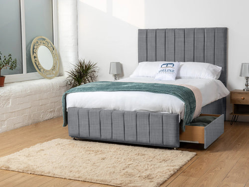 Richland Vertical Panel Divan Bed Set with Storage Drawers, Floor Standing Headboard & Footboard