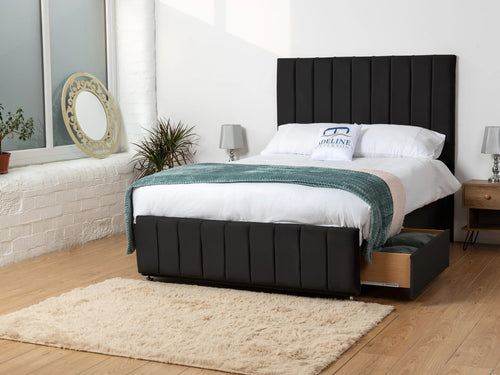 Richland Vertical Panel Divan Bed Set with Storage Drawers, Floor Standing Headboard & Footboard