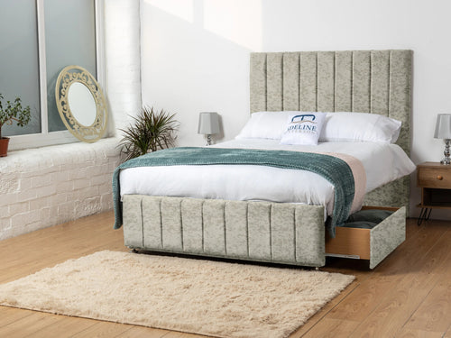 Richland Vertical Panel Divan Bed Set with Storage Drawers, Floor Standing Headboard & Footboard